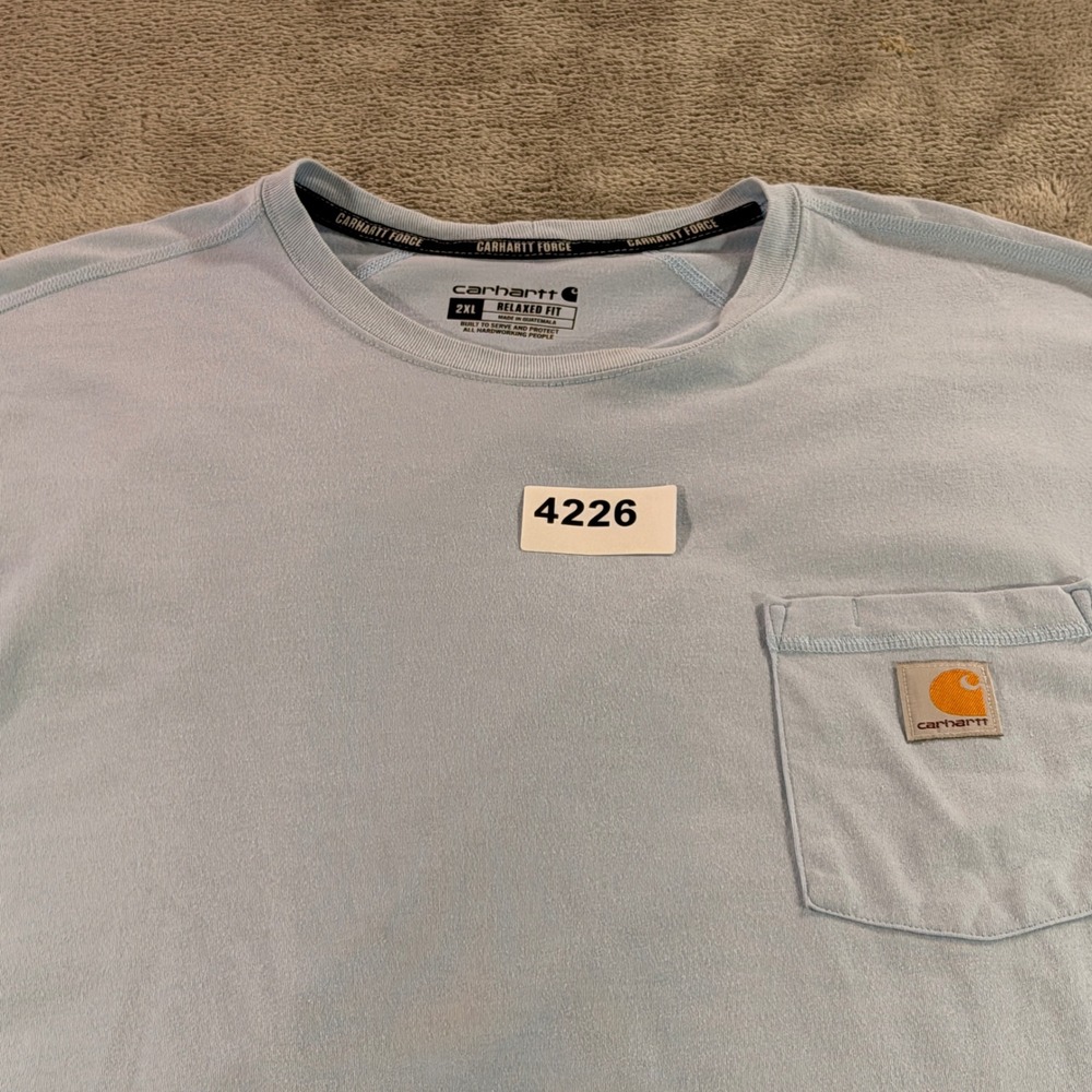 Carhartt Pocket T-Shirt Mens 2XL Blue Force Relaxed Fit TK4616-M